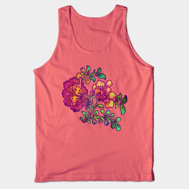 Boho Flowers Stencil Style Tank Top by CheriesArt